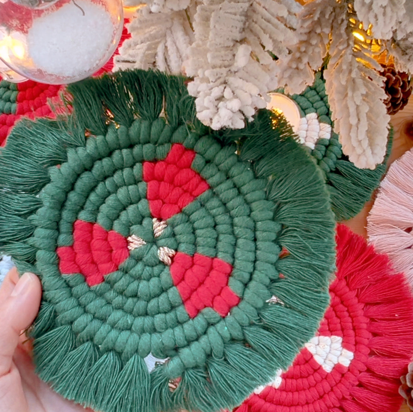 Macrame Christmas Tree Coaster DIY Kit