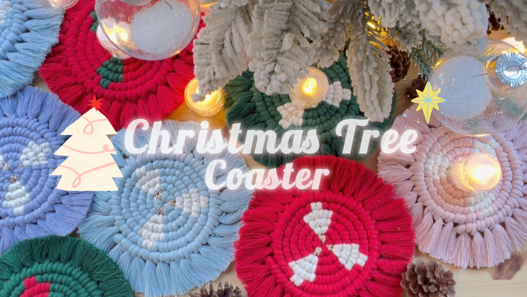 Load video: Macrame Christmas Tree Coaster